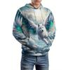 Stylish Wolf Print Hoodie Men's Casual Breathable Comfy Hooded Sweatshirt for Outdoor
