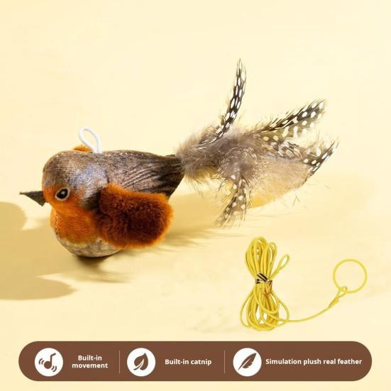 Interactive Chirping Bird Cat Toy Touch Activated Electric Bird Realistic Simulation Plush Bird Toy for Indoor Cats And Dogs