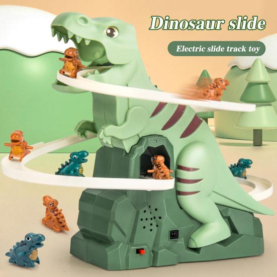 Электрическая игрушка-горка с динозавром и светомузыкой, мультяшный динозавр, автоматическая лестница