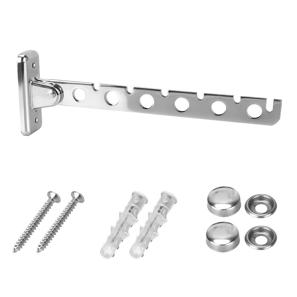 6 Holes Clothes Drying Rack Wall Mounted Indoor Space Saving Stainless Steel Clothes Folding Hangers Home Organizer