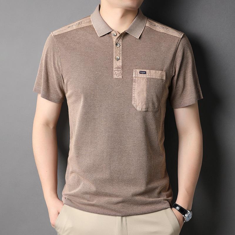 Cotton Summer Mens Polo Shirts Luxury Short Sleeve Solid Color Casual Thin Male Tops Fashion Loose Embroidery Man Tees