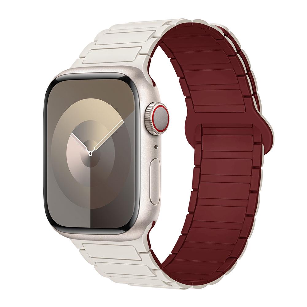 Совместимый силиконовый ремешок с магнитной застежкой для Apple Watch Серии 1-11, Ultra 3, SE 3, стиль «Три звена»