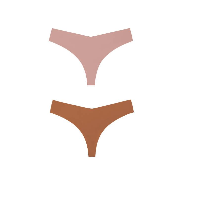 2Pcs/Lot Women Sexy Ice Silk Panties Low-waist No Trace Underwear Thong Female G String Breathable Lingerie Temptation Intimates