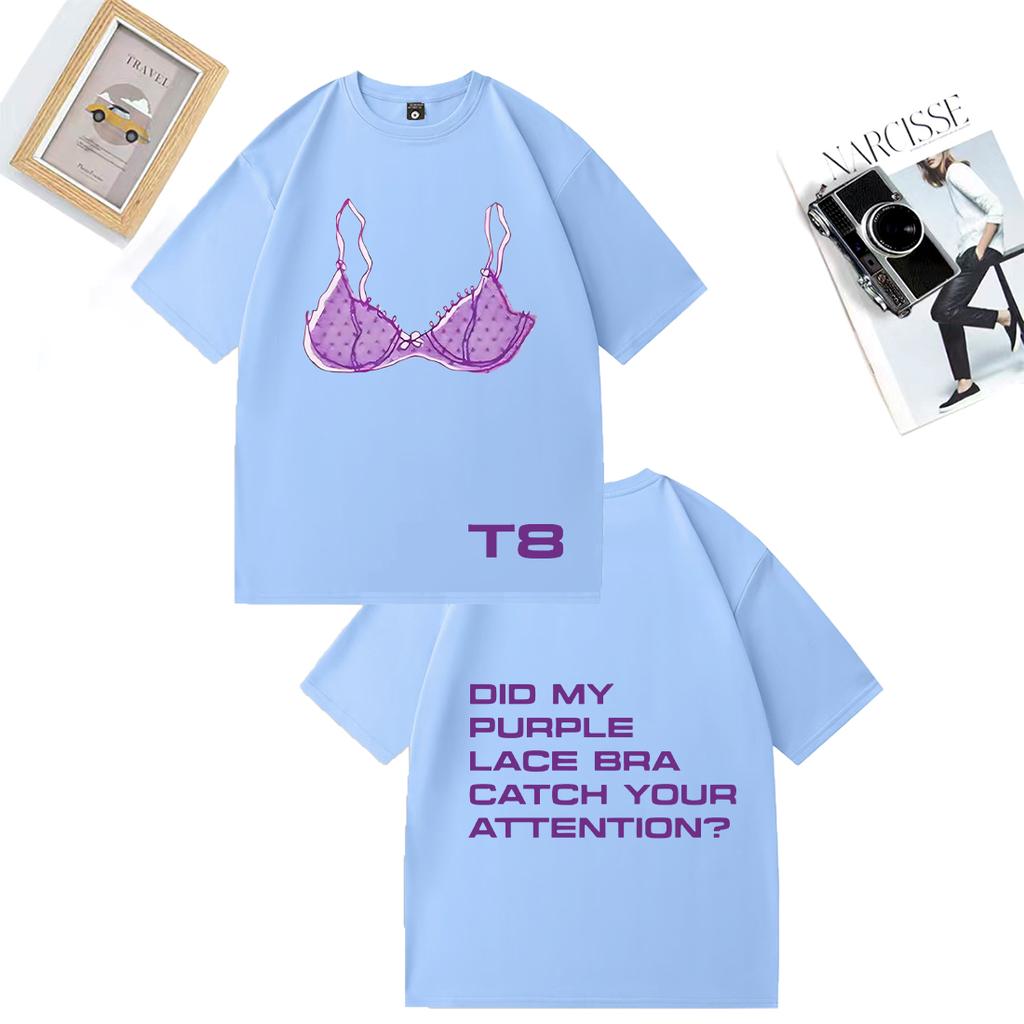 Тейт МакРей Фиолетовый Кружевной Бюстгальтер Так Близко К Чему принт Футболка Мужская Женская винтажная Оверсайз 100% Хлопок Летняя Унисекс больших размеров Топы