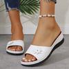 Модная обувь для женщин тапочки летние элегантные женские шлепанцы сандалии женские на танкетке среднем каблуке однотонные повседневные тапочки женские 2025