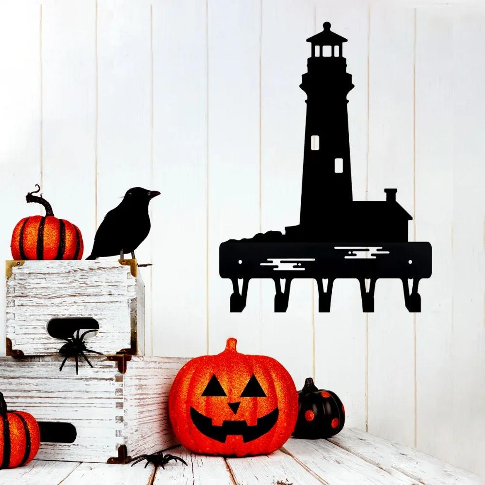 1pc Lighthouse Key Rack Hanger - 6 Inch Wide Metal Wall Art for Key, Towel, Coat - Organizer and Storage Rack