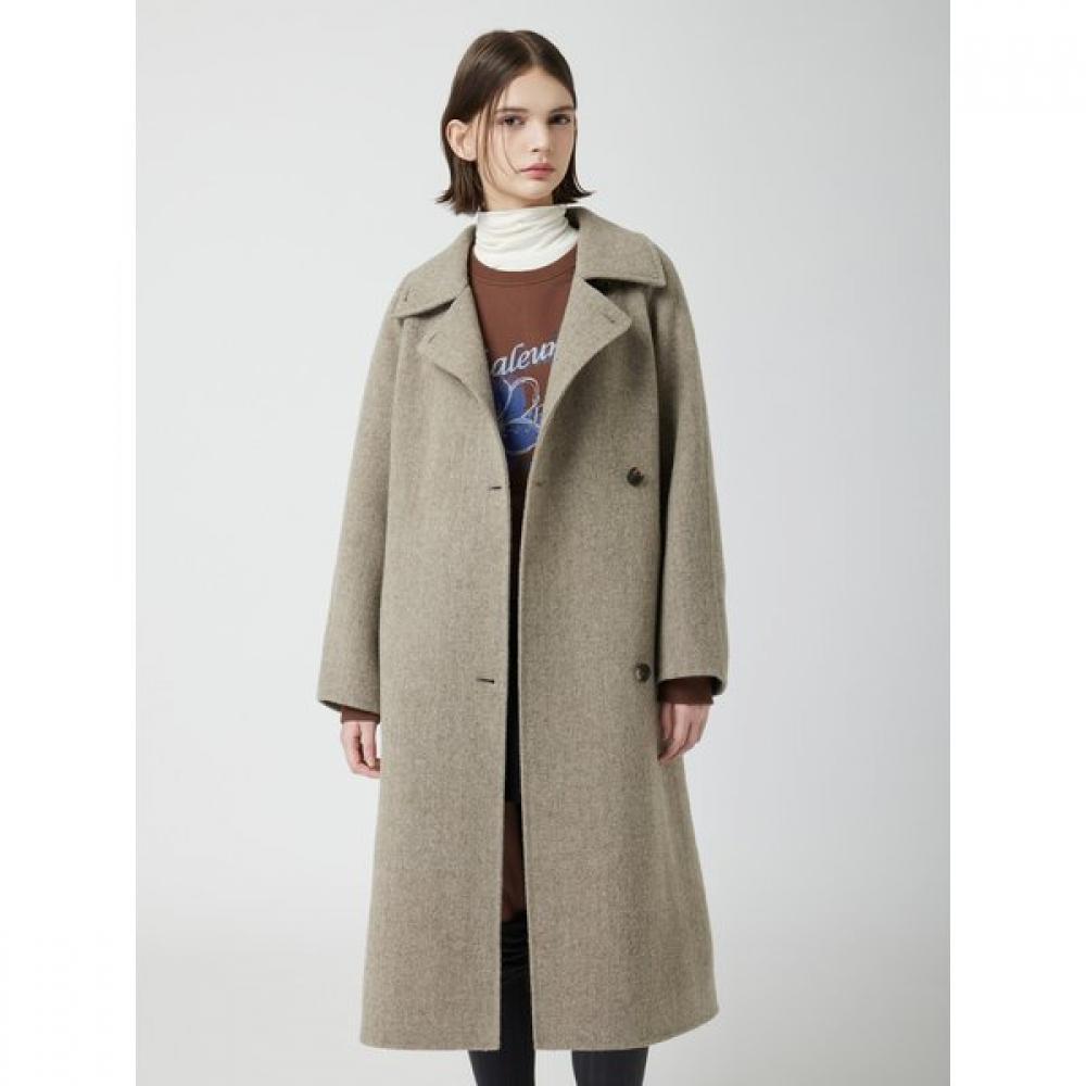 Cc Collect Herringbone Belted High Neck Long Coat C254msg534