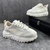 Fashion Men's White Sneakers 2025 Summer New Breathable Mesh Hollow Chunky Running Shoes Comfortable Luxury Lace Up Outdoor Casual Shoes
