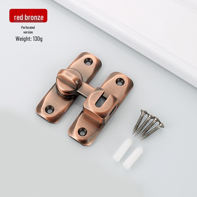 Thickened Zinc Alloy No-Drill 90° Door Latch & Sliding Bolt Lock