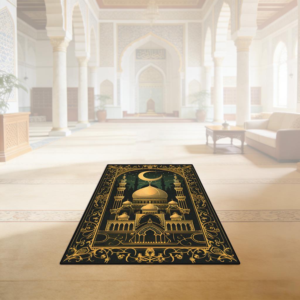 Islamic Ramadan Portable Fluffy Musalla Prayer Mat Easy Clean Lightweight Salah Mat Resilient Short Velvet Mosque Worship Mat