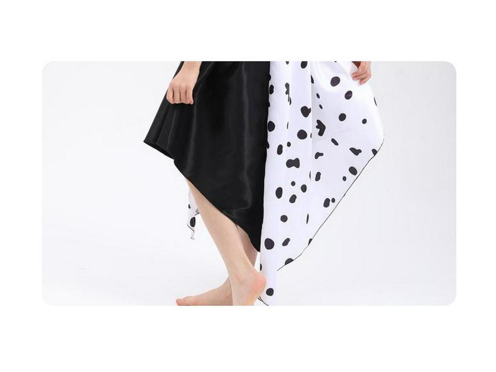 101 Далматинец Круэлла де Виль Черно-белое пятнистое платье костюм для сценического выступления