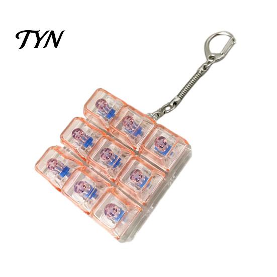 Handheld Stress Reliever 9-Keys Keyboard Fidget Toy, LED Light-up Keychain Clicky Mechanical Switch Toy for Relief, 9-In-1 Backpack Charm