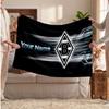 Borussia Mönchengladbach Personalized Fleece Blanket With Football Logo, Custom Name Text Soft Warm Home Throw Blanket