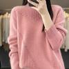 Thickened Half-high Neck Sweater for Women, Warm and Loose Long-sleeved Short Winter Base Sweater
