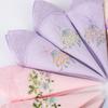 Soft Embroidered Floral Cloth Reusable Hankies Fabrics Elegant Lace Flower Hanky  For Women