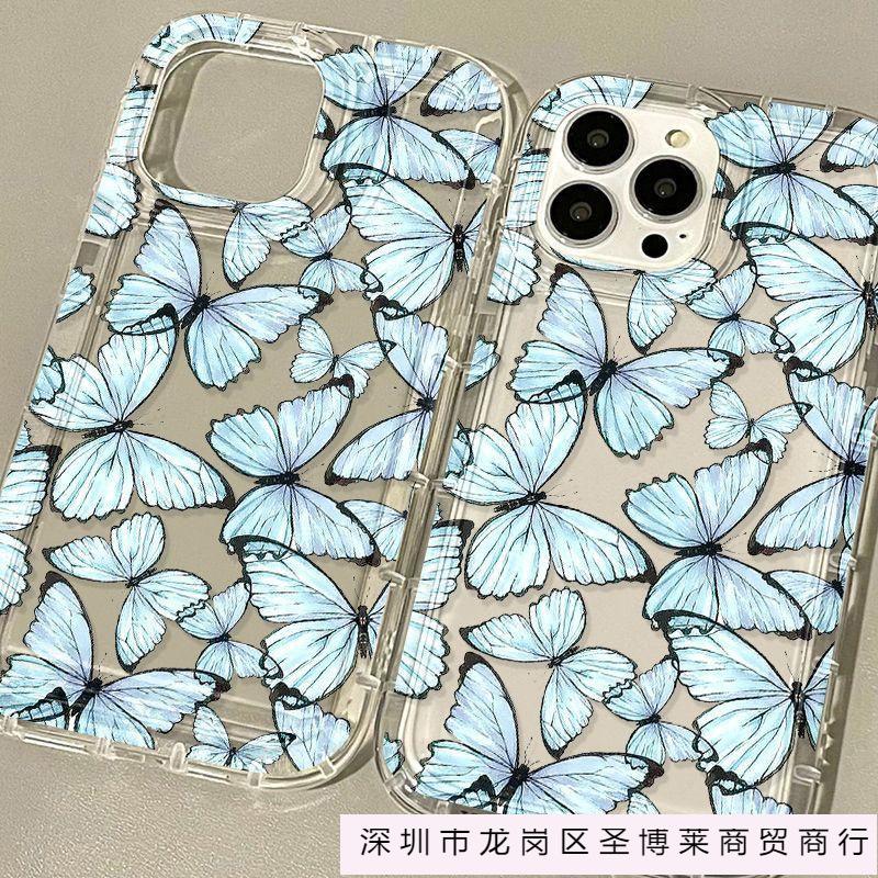Ретро синяя бабочка яблоко 15 чехол для мобильного телефона iphone14promax прозрачный мягкий резиновый 13/12/11 противоударный XR