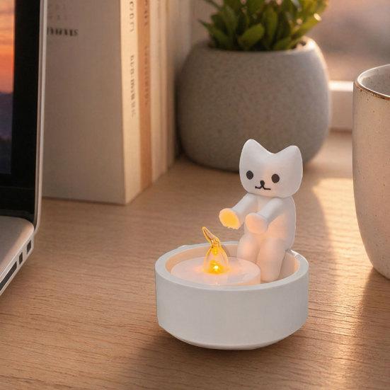 Милый Подсвечник-Кошка, 3D-печатный Подсвечник для Чайной Свечи, Белый Котёнок-Подсвечник, Подарок для Любителей Кошек