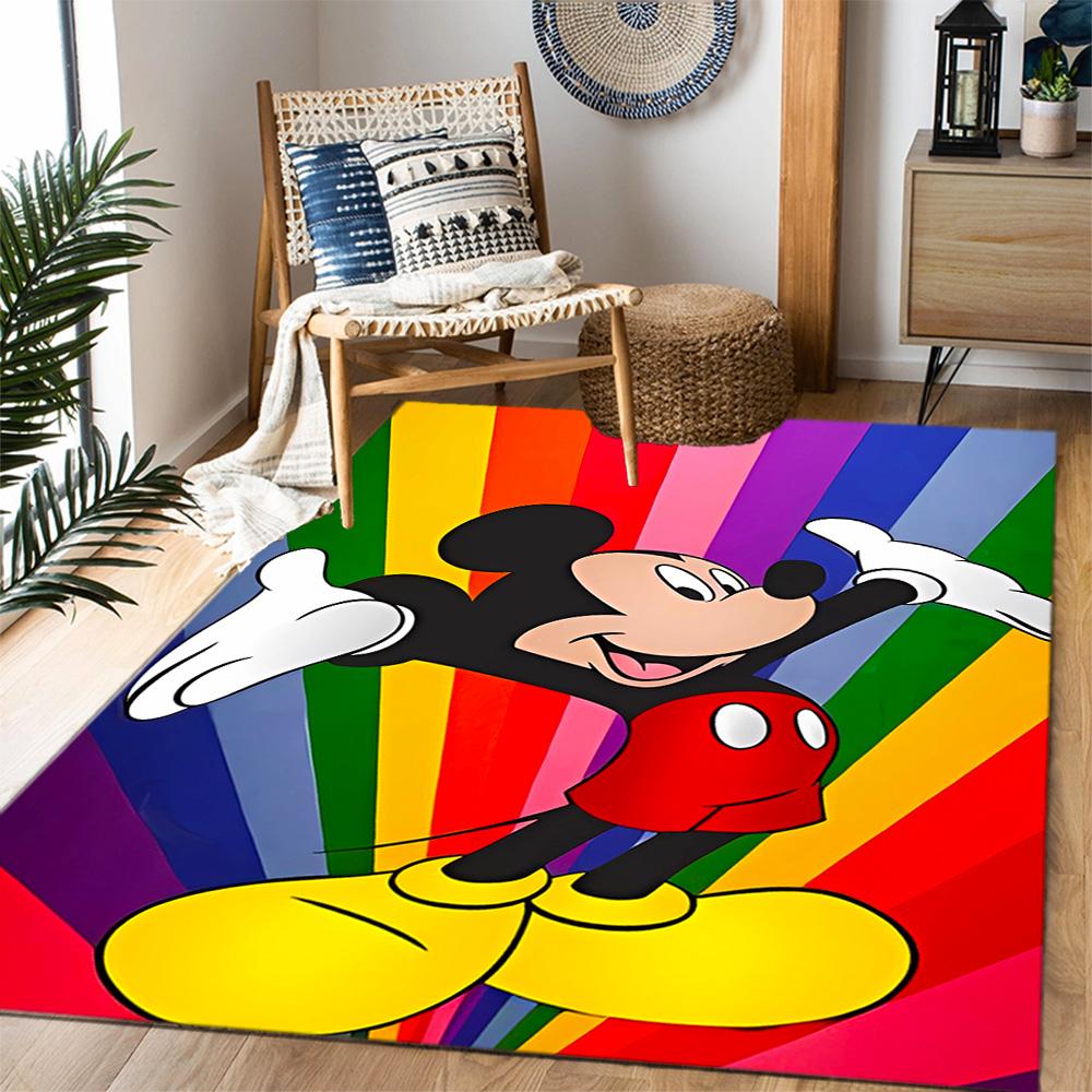 Mickey Mouse Adventure Disney Cartoon Theme Anti-Slip Rug - Polyester, Home Decor, Suitable for Bedrooms, Living Rooms, Doorways, and Studios