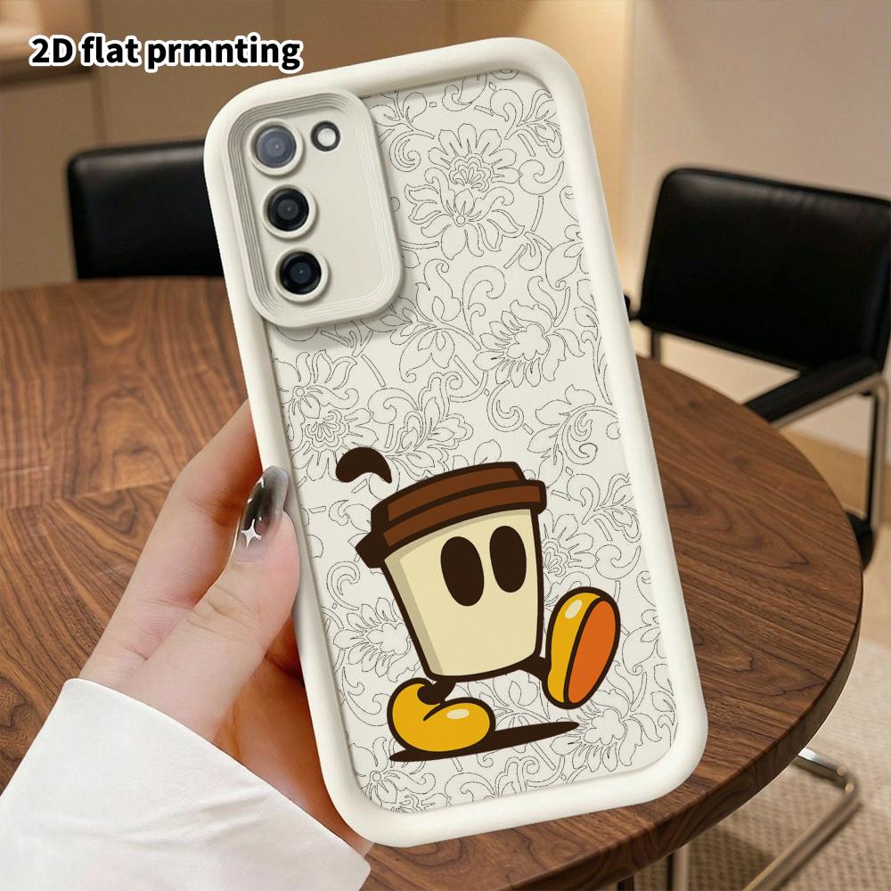 Phone Case: 2D Flat Samsung Galaxy A34 A35 M05 M06 S20 S22 S21 FE Plus 5G Protective Case, Little Coffee Cup Figures, Christmas and Halloween Gifts