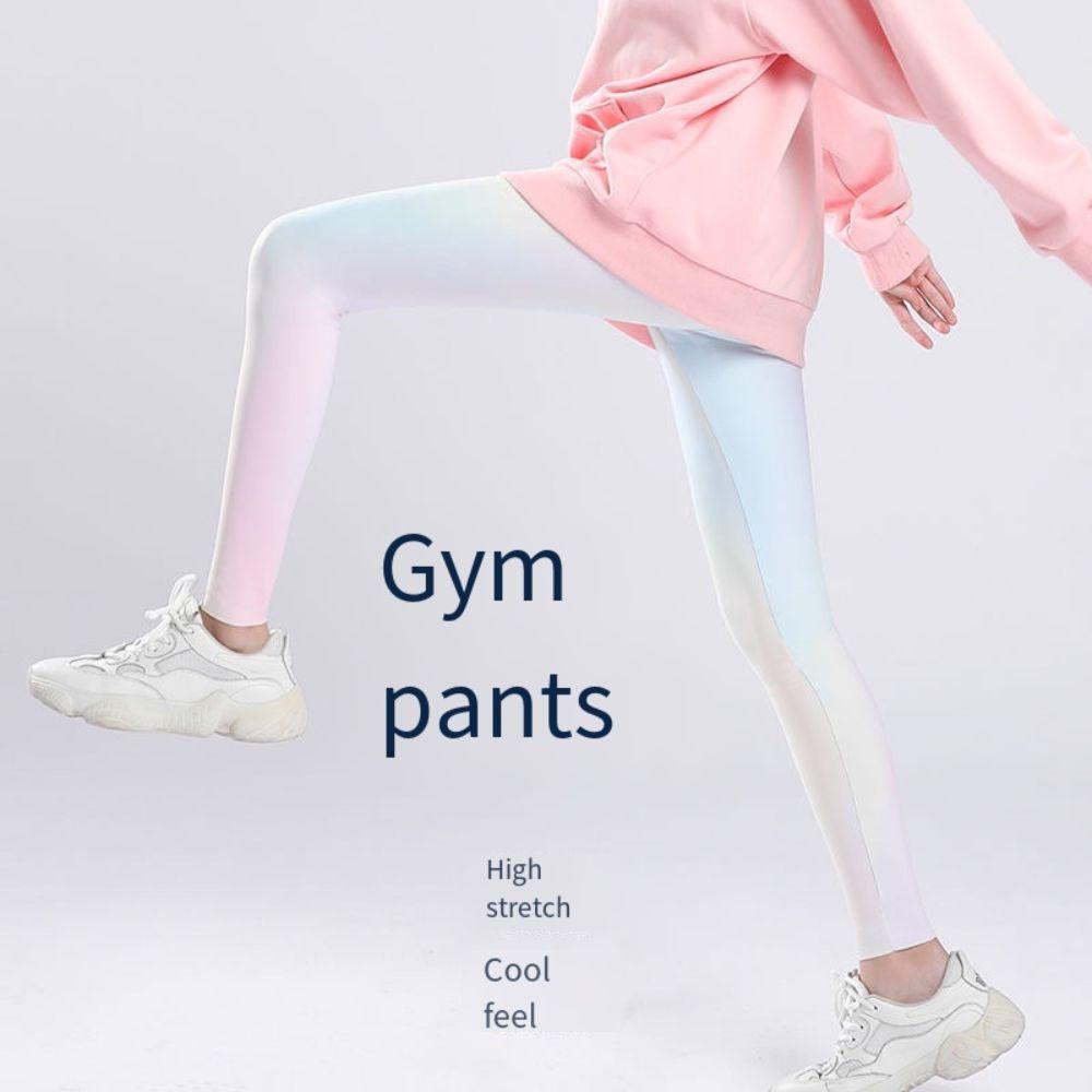High Rise Girls' Athletic Leggings Quick Drying Running Active Tights Summer