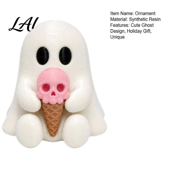 Healing Style Room Accents Ice Cream Ghost Resin Figurine Cute Spooky Desk Decor for Halloween Ornament Home Soft Summer Ornament Festive