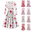 Ladies Fashion Casual Valentine's Day Print Long Sleeve V-neck Sexy Dress