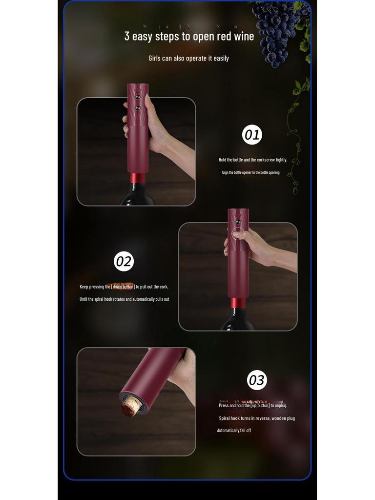 Zilu Electric Wine Bottle Opener: Portable, Automatic Kitchen Tool