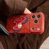 Бордовый чехол с вышивкой в горошек с пони для Apple iPhone 17 Pro Max и iPhone 16, Дизайн «С Новым годом»