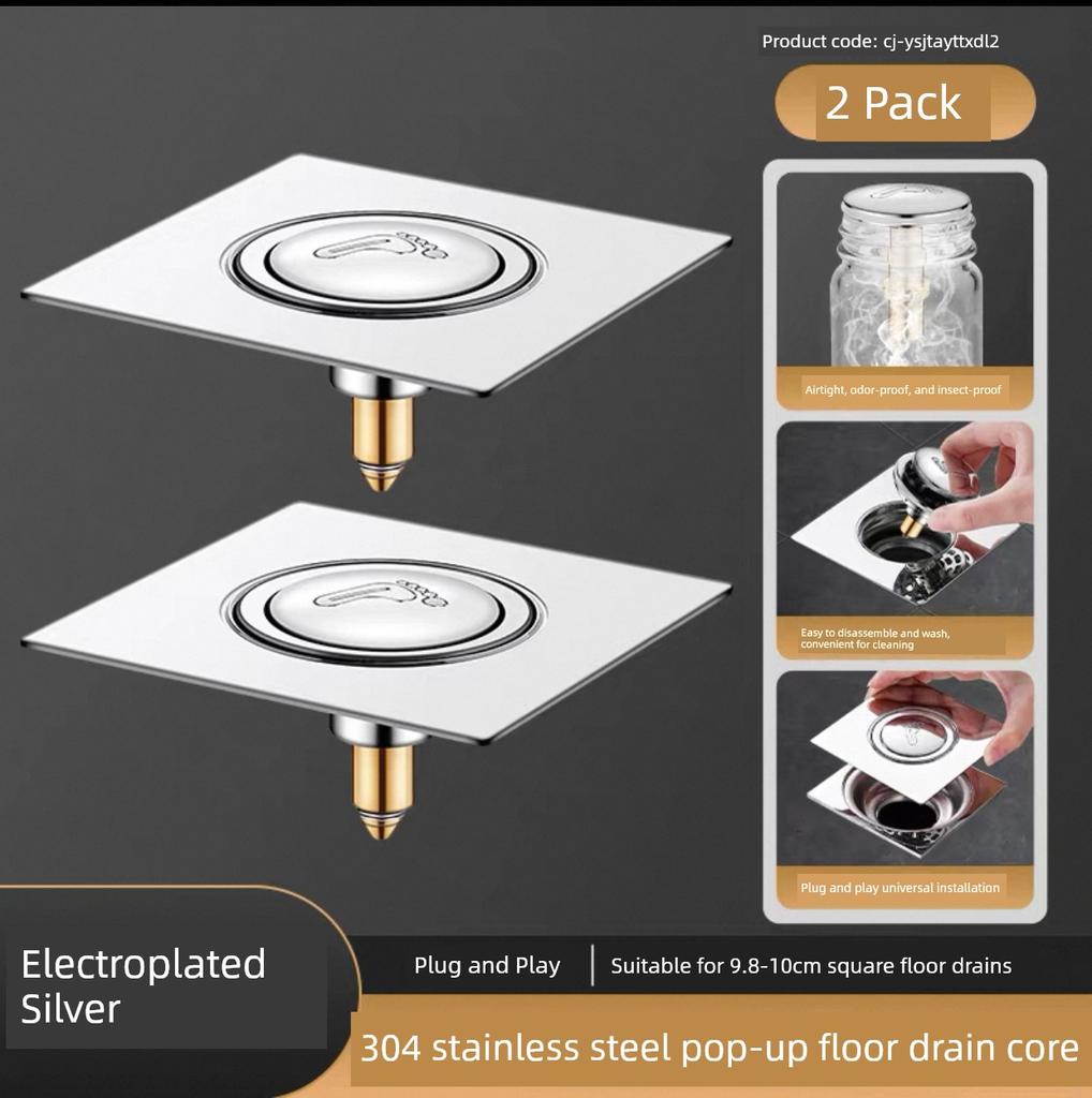 Bathroom Floor Drain Anti-Odor Press-Type Pop-Up Core Seal Cover, Universal Foot-Activated Anti-Odor Device for Bathroom Drains