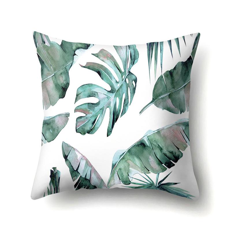 Polyester Pillowcase Ins Style Plant Flowers Nordic Printed Peach Leather Velvet Cushion Cover Sofa Waist Cushion Cover