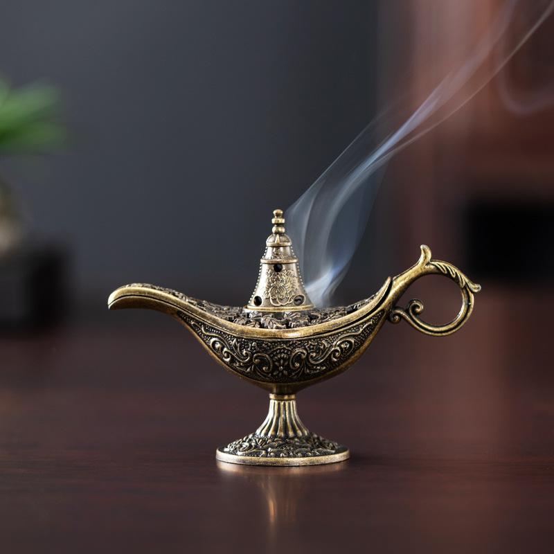 Антикварная медная курильница для благовоний, нелипкий порошок, маленькие благоприятные спиральные благовония, домашний аромат для помещений, долговечная ароматерапия