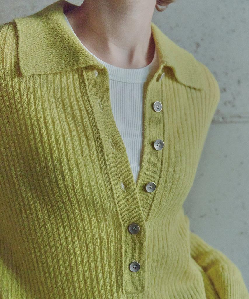 IHR Deep Button Collar Knit / Lime