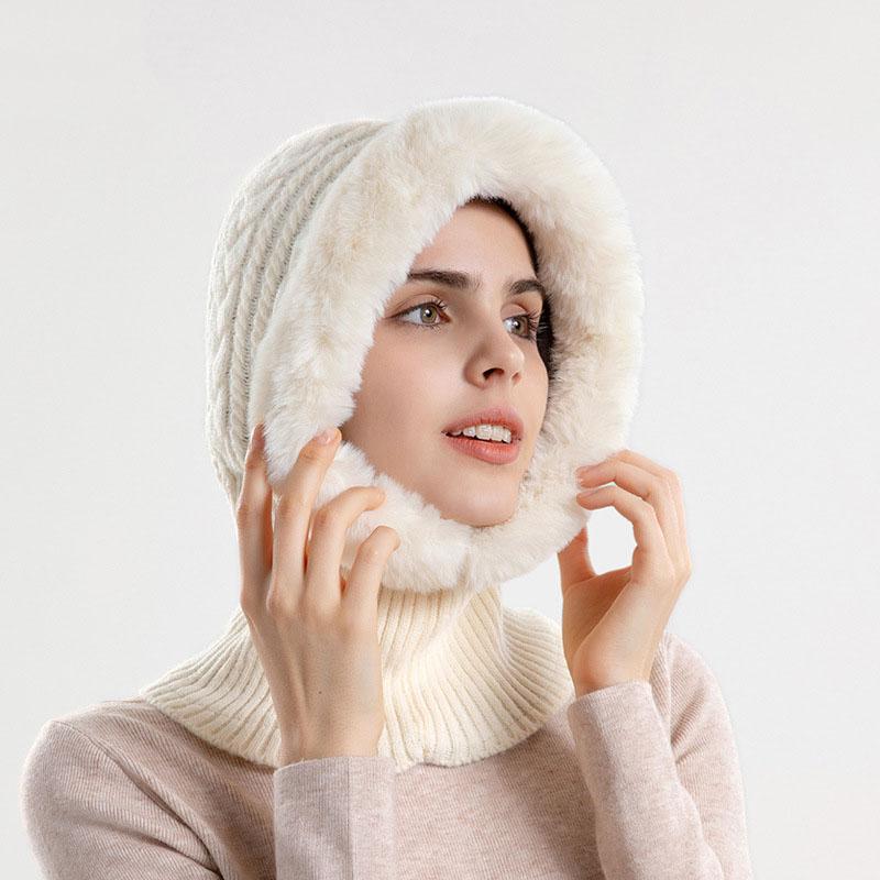 Зимние теплые меховые шапки для женщин, русские шапки Skullies, уличная плюшевая вязаная шапка, ветрозащитная теплая шапка-ушанка с капюшоном