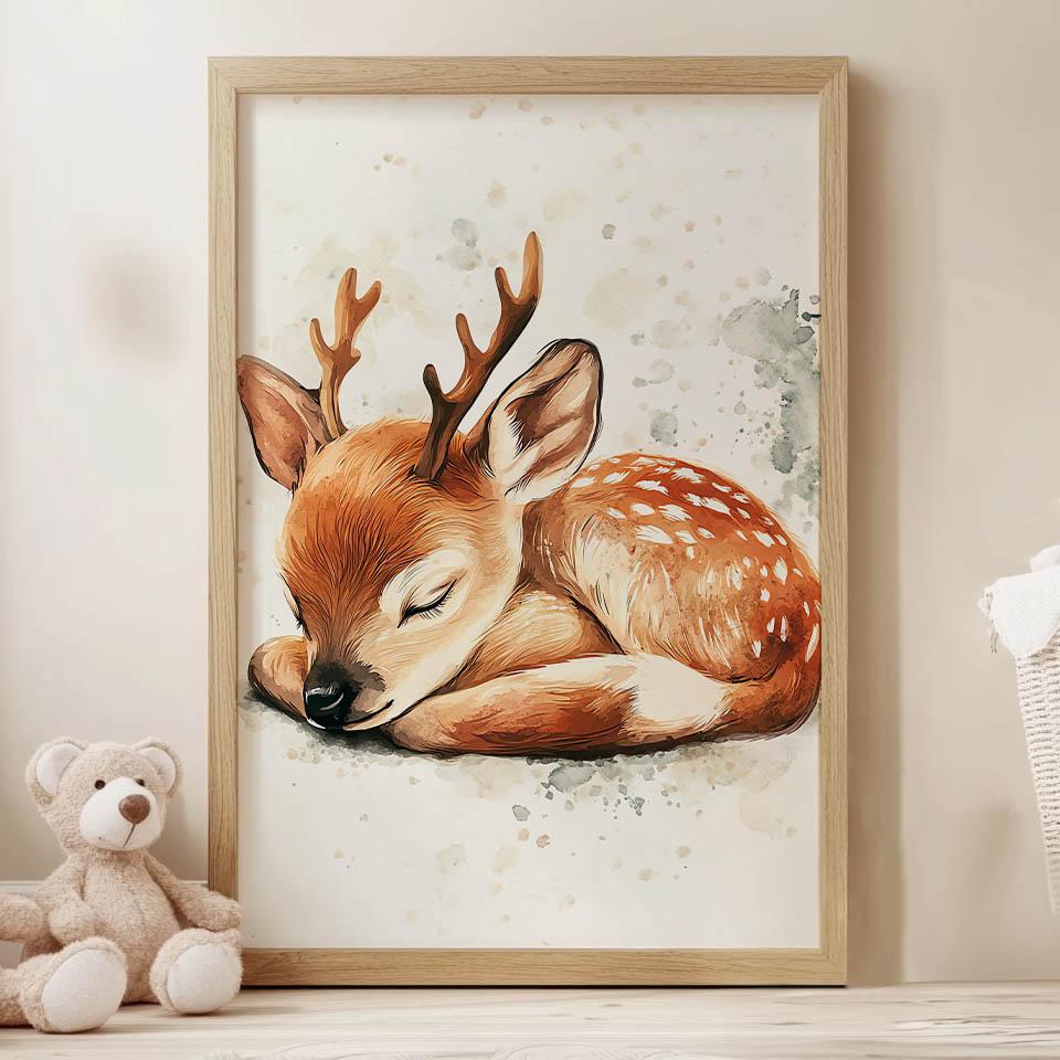 Plakat Śpiąca Sarenka Plakat Śpiąca Sarenka, 30X40 Cm, Bez Ramy, Płótno Premium Na Blejtramie