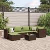 VidaXL Garden Furniture Set with Cushions 7 Pcs Brown Wicker, Outdoor Sofa Set, Garden Corner Sofa, 3308222