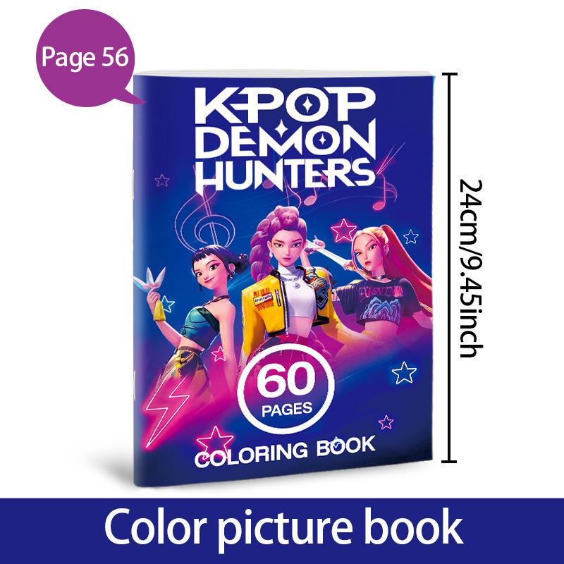Kpop Demon Hunters Anime Coloring Book, Cute Line Art Drawing Book for Kids, Ideal Gift for Fans