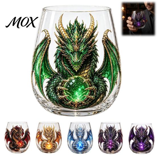Fantasy Themed Drinking Cups Mythic Dragon Glass Art Cup, 3D Sculpted with Crystal Ball, Handcrafted Style 400ml Whiskey Tumbler for Bourbon