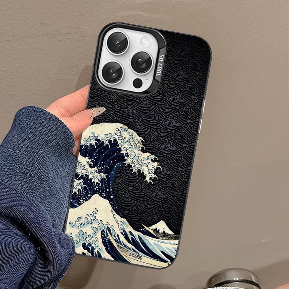 Японские волны Чехол для телефона Для IPhone 17 16 15 14 13 12 11 Pro MAX Матовый противоударный задний Противопадение Матовый чехол