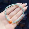 Изысканный браслет с подвесками в виде тыквы и листа из синего водного нефрита: Универсальный женский модный аксессуар