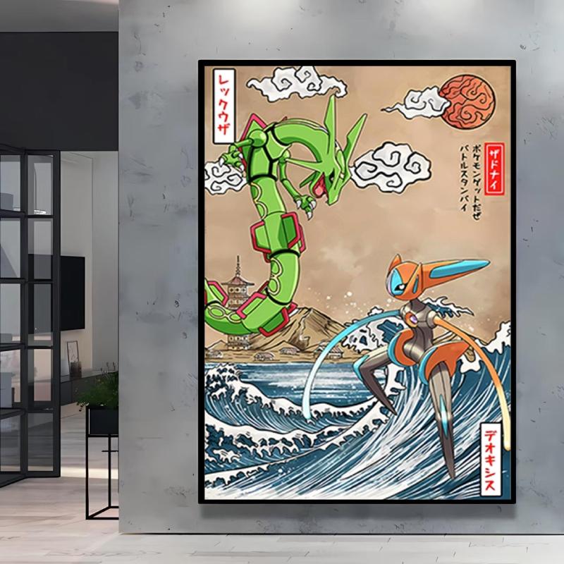 Poster and Painting Mewtwo Charizard Christmas Gifts Home Room Picture Wall Art Classic Spray Printing Canvas Painting