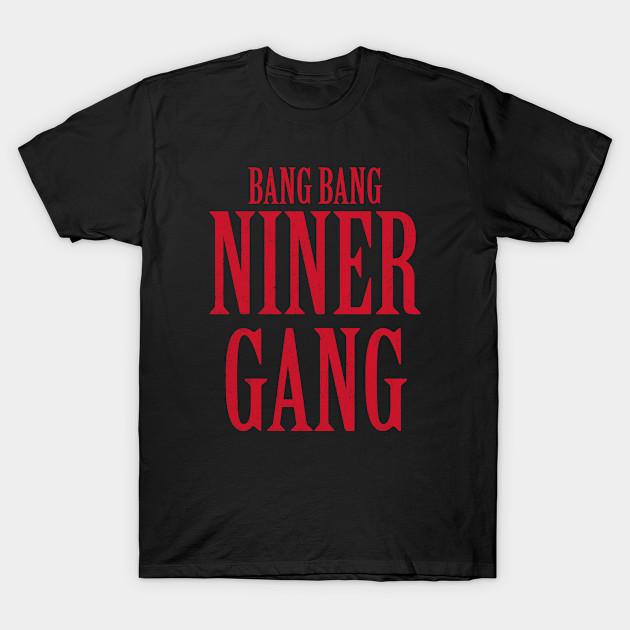Мужская черная футболка с принтом Bang Bang Niner Gang Печать на трансферной бумаге без вырезания Хлопковая футболка