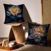 Fashion Lotus Cushion Cover Anti-dustmite Pillowcase Invisible Zipper Silky Short Plush Sofa Cushion Cover