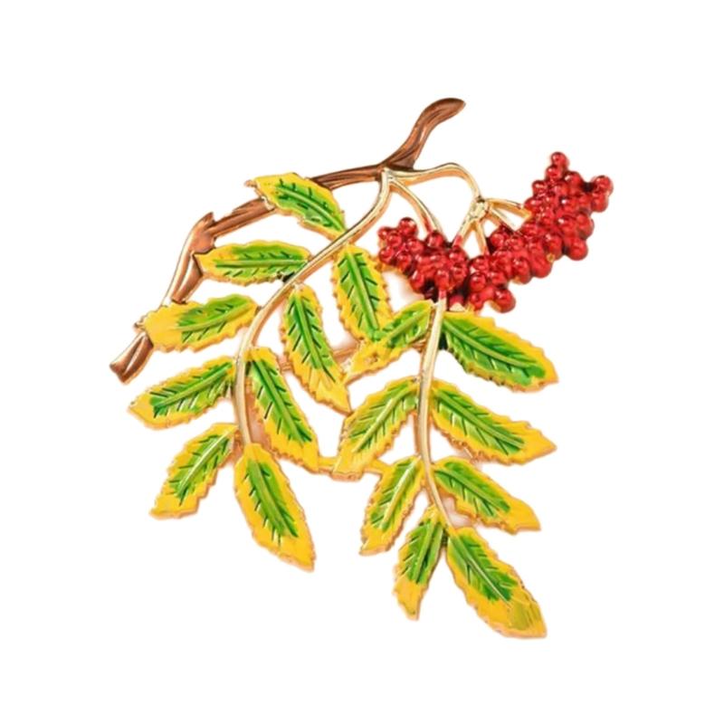 Vintage Style Enamel Autumn Leaf Brooch Handcrafted with User Friendly Materials for Fashionable Women and Nature Lovers