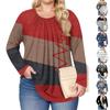 Women's Plus Size Fashion Printed Casual Pleated Round Neck Long Sleeve Top
