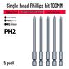 Strong Magnetic Phillips S2 Single Head Hex Shank Screwdriver Bit for Hand Drill - Super Hard, Small Head.