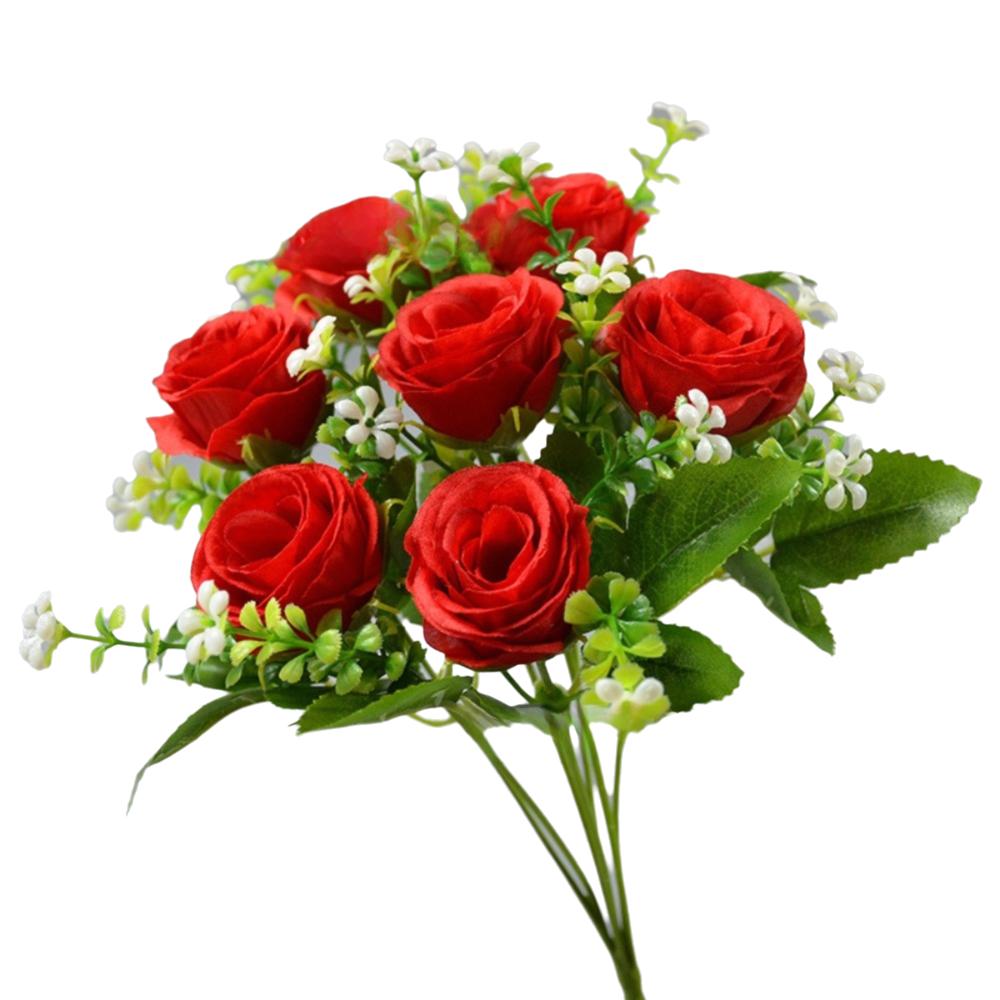 30CM Silk Rose Bouquet 7 Heads Fake Rose Flower Realistic Artificial Flowers Wedding Home Decor