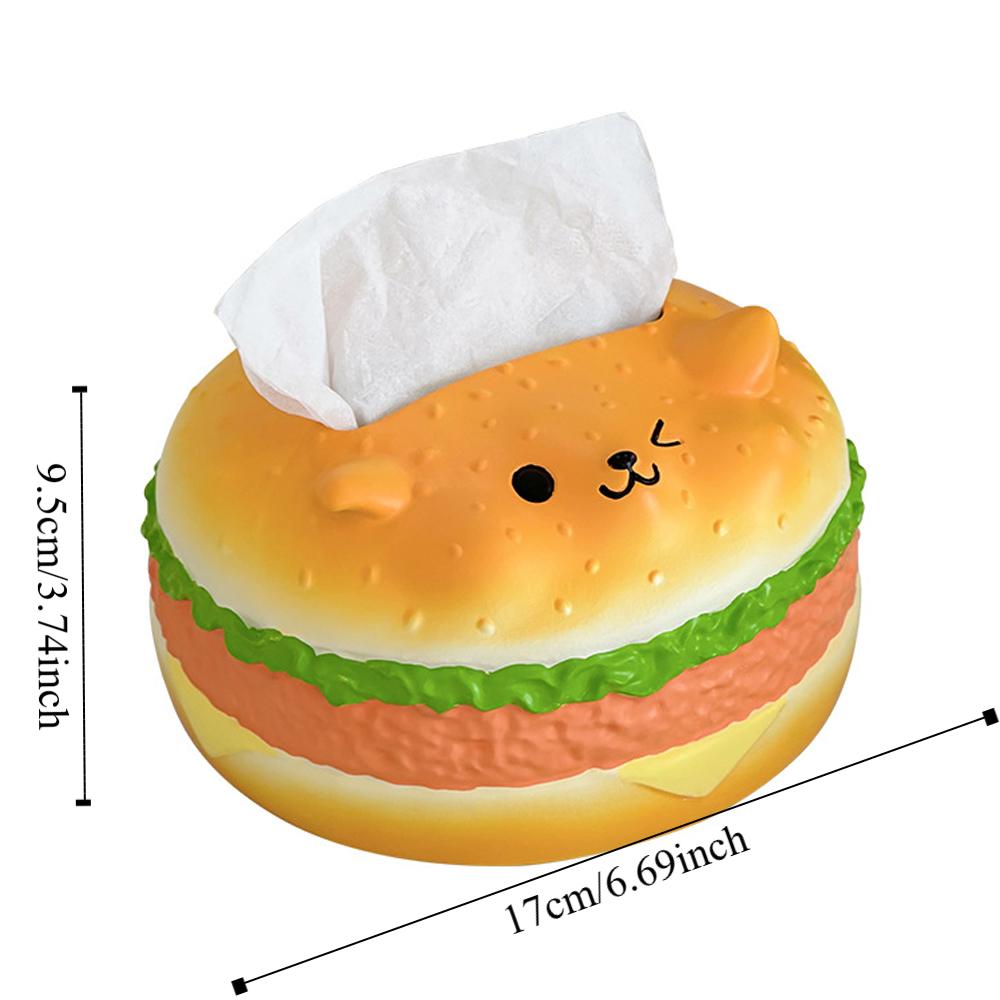 Figure Model Burger Dog Tissue Box Decorative Hamburger Fun Tissue Box  Home Decoration
