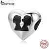 BAMOER из стерлингового серебра 925 пробы, очаровательные бусины в форме сердца с силуэтом любви, подходят для оригинального браслета или ожерелья диаметром 3 мм