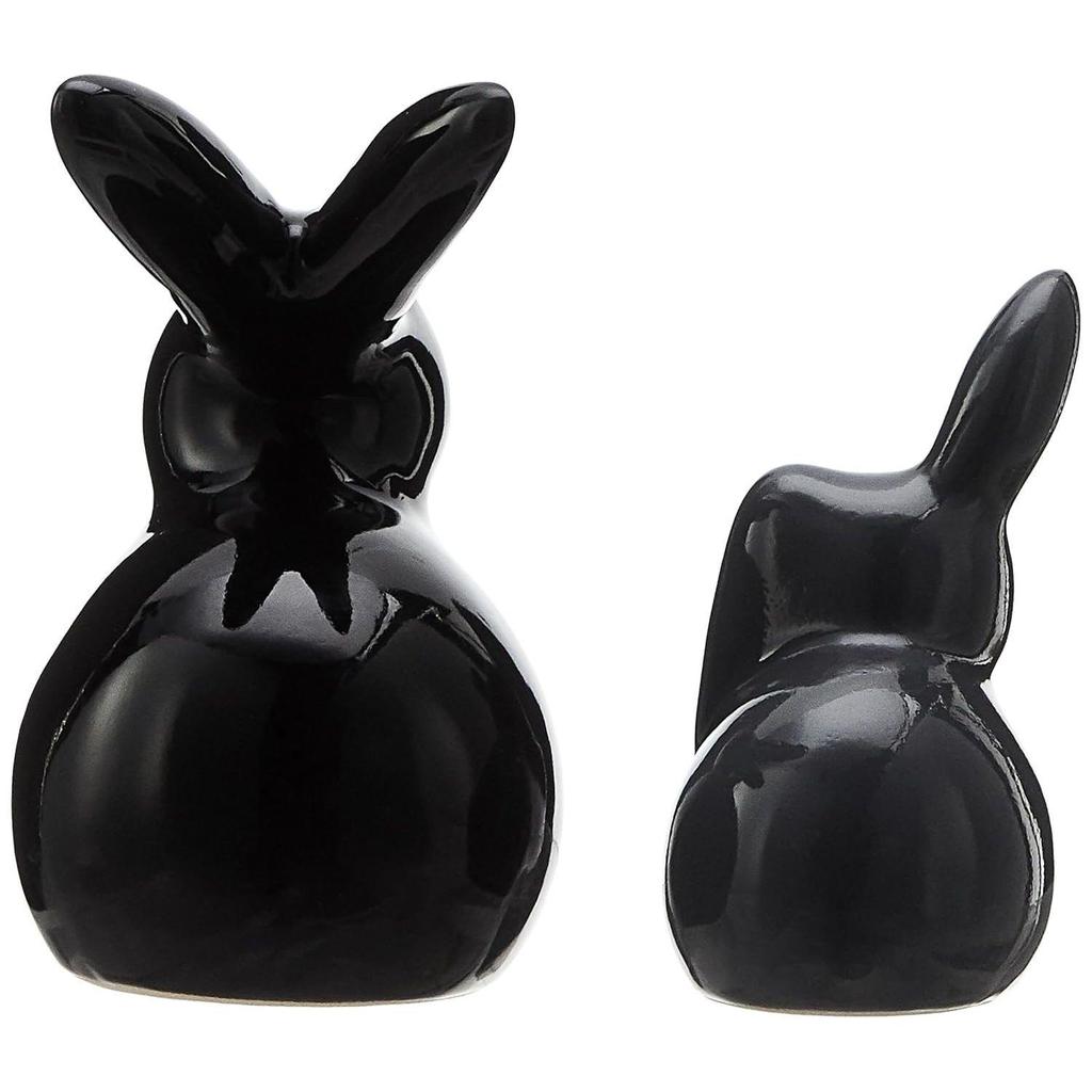 Керамические фигурки кроликов для домашнего декора (Набор из 2 шт., черный и серый)