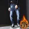 Winter Men 'S Warm Slim Jeans Casual Classic Style Black Blue Denim Stretch Trousers Male Brand Pants 